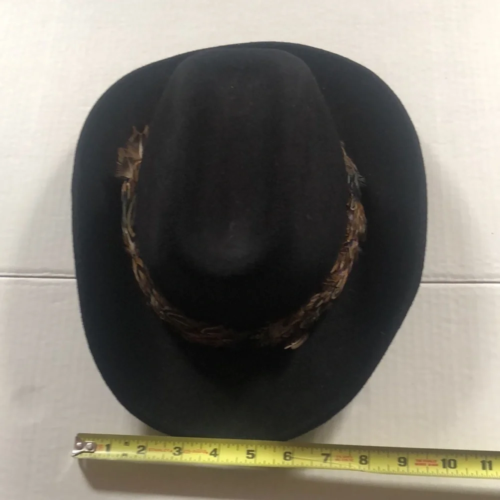 Vintage Henry Margu original creations soft fabric felt hat in black w feathers